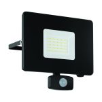 Eglo Wandlamp Faedo 3 Aluminium Zwart 53W 5800lm - 850 Koel Wit | IP65 - Bewegingssensor