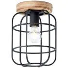 Brilliant Gwen Plafondlamp Metaal Hout Zwart | 200mm - Geschikt voor 1x E27