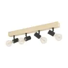 Eglo Plafondlamp Townshend 3 Hout Staal Zwart | IP20 - Geschikt voor 4x E27 